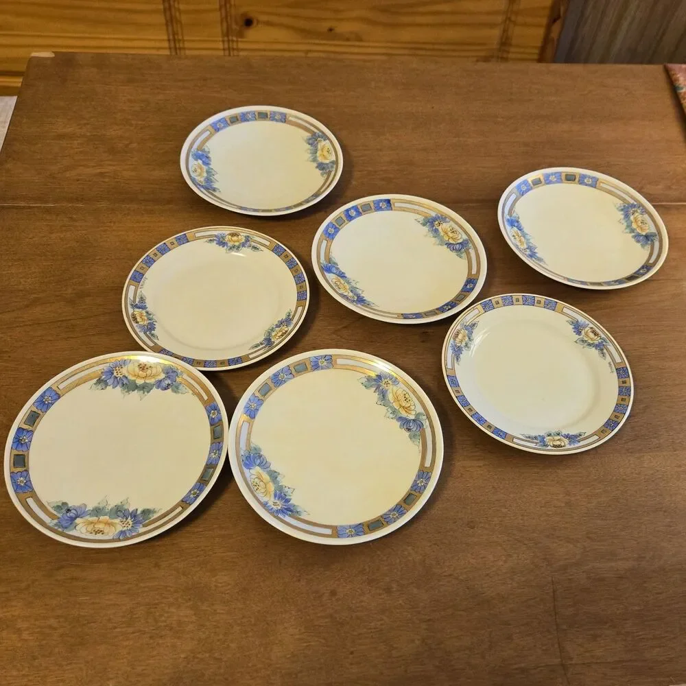 7 Antique Vtg Rosenthal Selb Bavaria Porcelain Floral Gold Gilt Dessert Plates